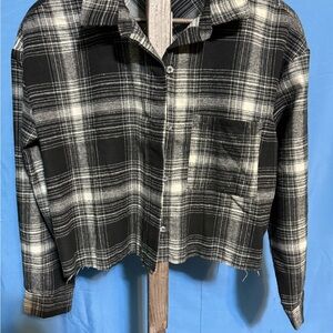 No Comment Black and Gray Plaid women’s Junior Shirt